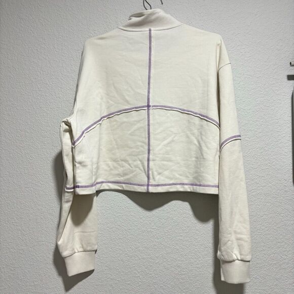 Sweaty Betty Women's 10 Lily White Revive Half Zip Crop Sweatshirt Mock Neck - Picture 4 of 9